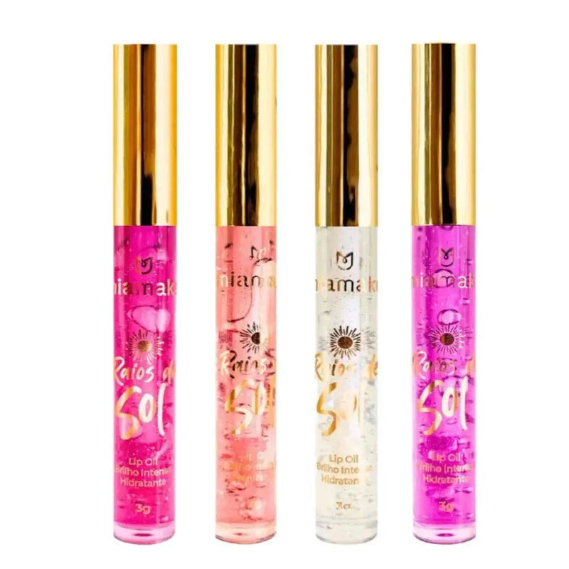 Kit com 4 Lip Oil Gloss Hidratantes Sun Rays – Mia Make