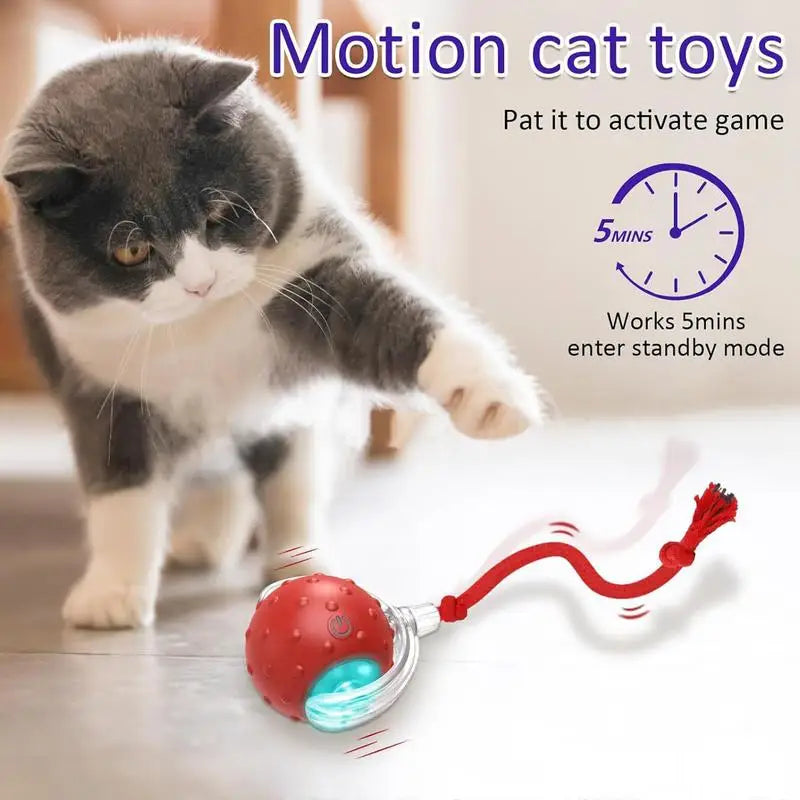 Bola Interativa Inteligente para Gatos e Cães – Com Cauda Falsa, Movimento Automático e Recarga USB