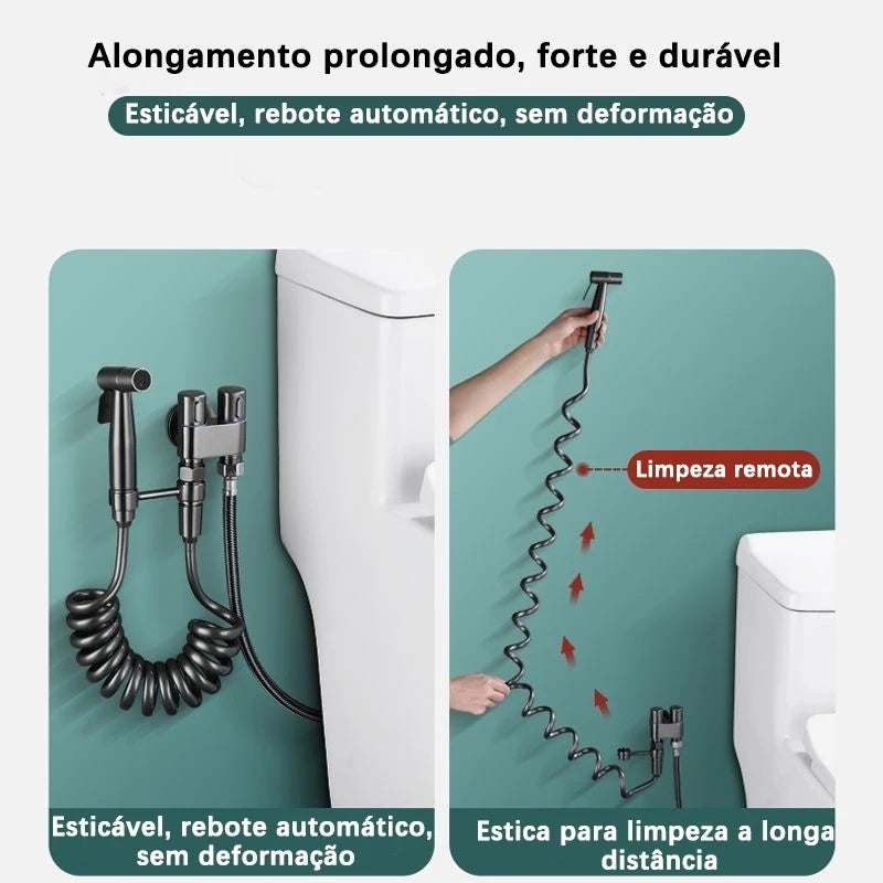 Kit de Chuveiro Higiênico com Duplo Registro e Saída de Água Independente – Preto