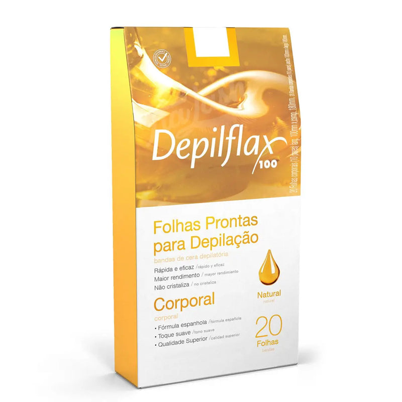 Folhas depilatórias faciais prontas Depilflax - Caixa com 24 unidades