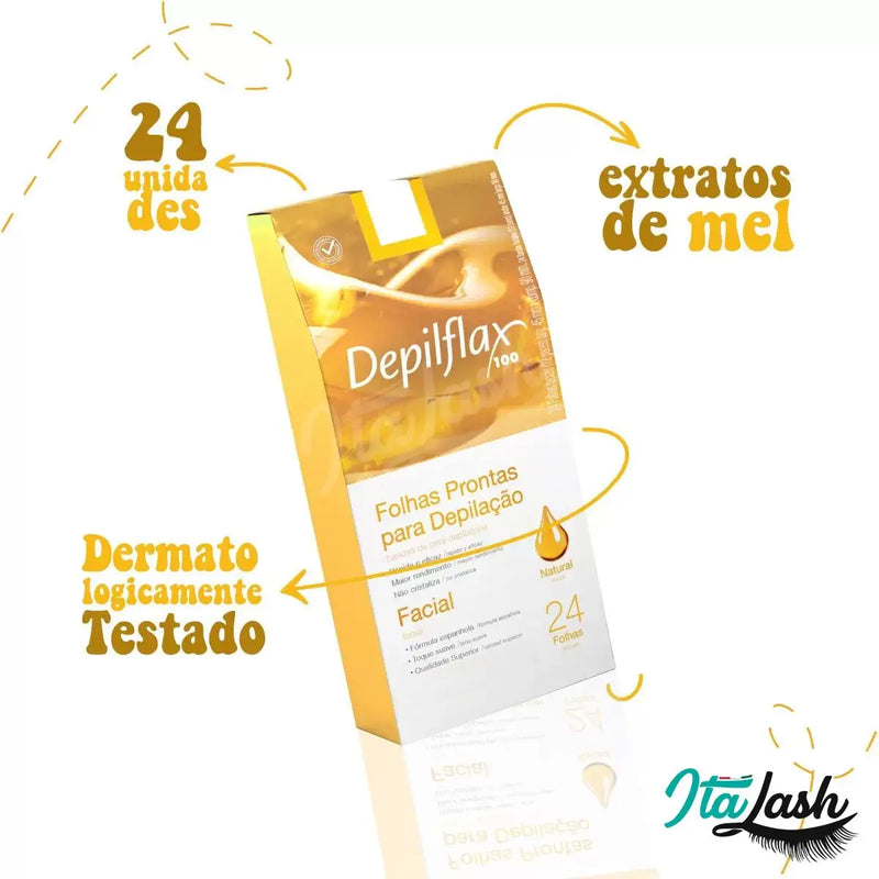 Folhas depilatórias faciais prontas Depilflax - Caixa com 24 unidades