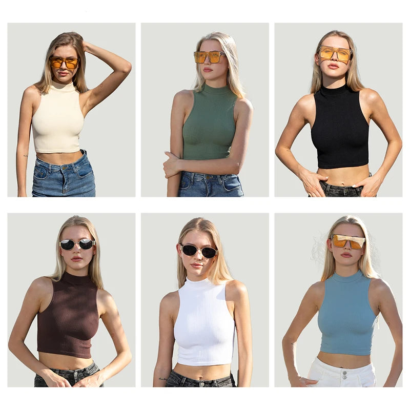 Top Cropped Tailor - Regata Feminina Tricot em Cor Lisa
