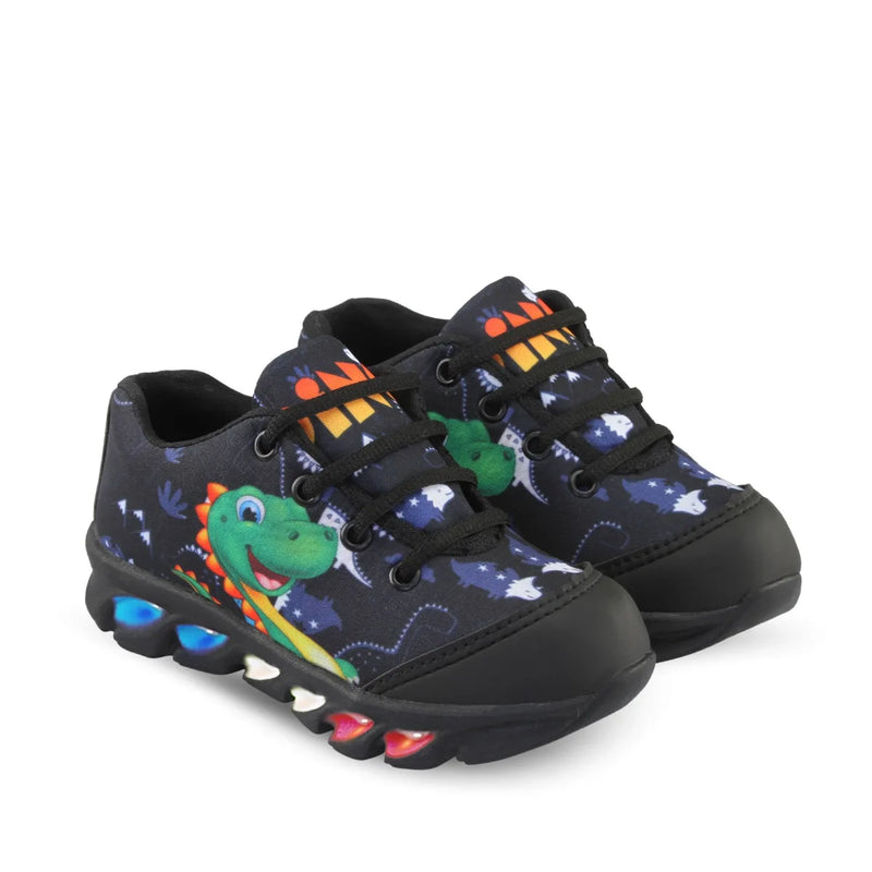Tênis Infantil Masculino com Luz de LED – Estampa de Dinossauro