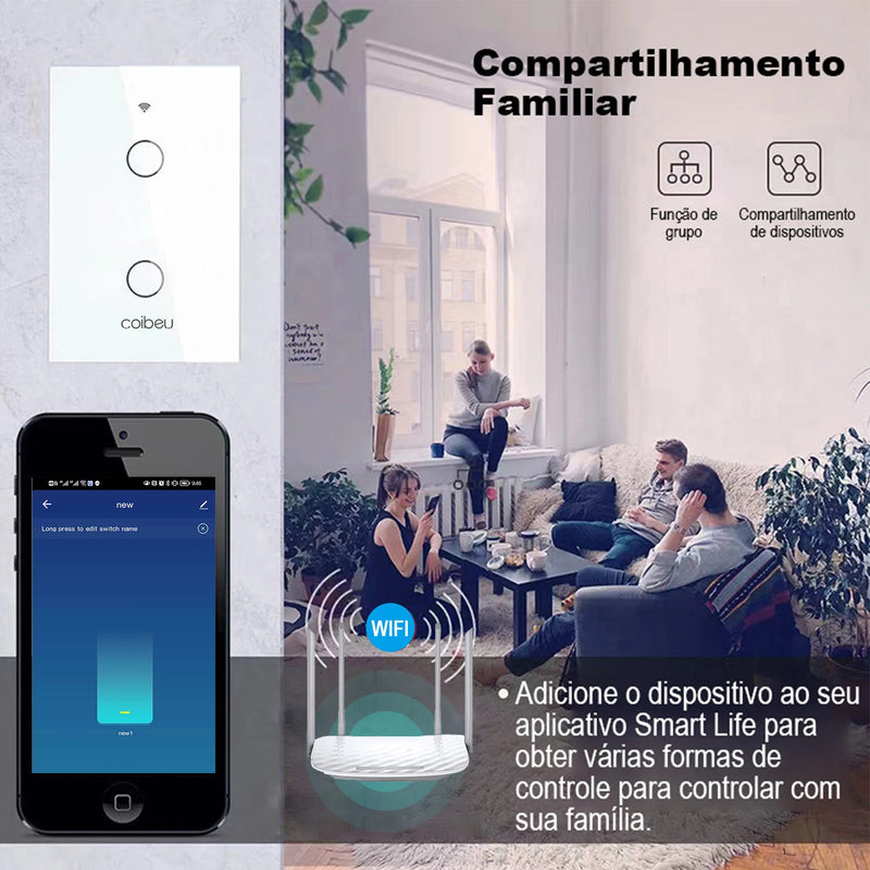 Interruptor Inteligente WiFi – Sem Neutro, Compatível com Alexa, Alexia e Tuya, Interruptor Touch, Controle Remoto – Brasil  Tomada Inteligente WiFi