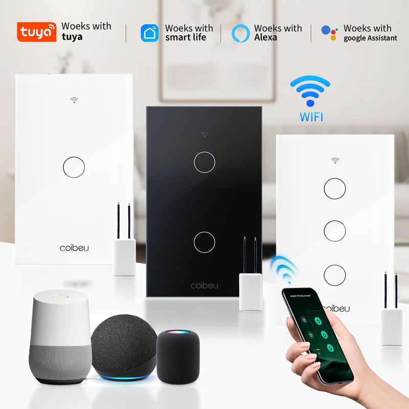 Interruptor Inteligente WiFi – Sem Neutro, Compatível com Alexa, Alexia e Tuya, Interruptor Touch, Controle Remoto – Brasil  Tomada Inteligente WiFi