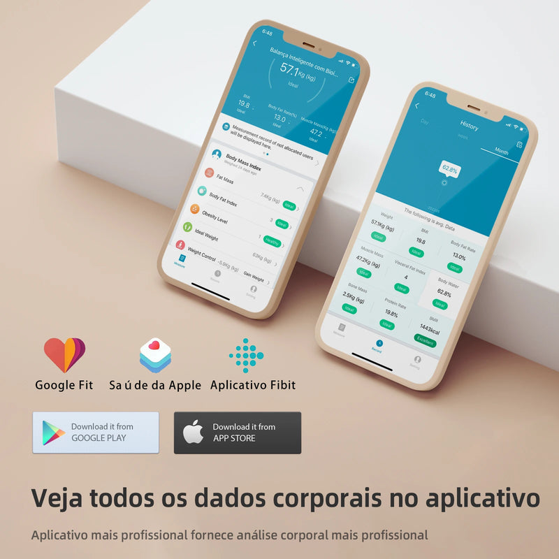 Balança de Composição Corporal Inteligente Wi-Fi, Compatível com Tuya