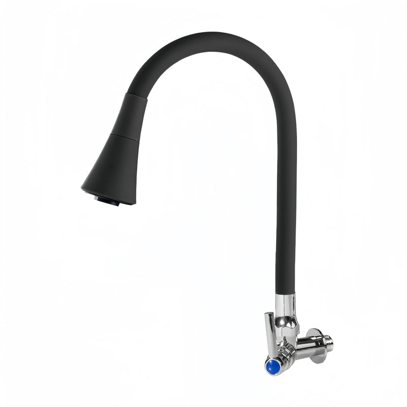 Torneira Gourmet Cozinha Deluxe Para Parede Pia com chuveiro preto flexível de 360 graus