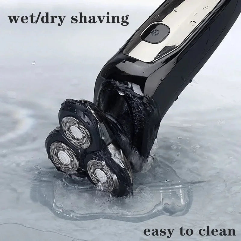 Kemei Aparador Elétrico à Prova d’Água com Display LCD – Máquina de Barbear Facial Recarregável para Barba Úmida e Seca KM-1524