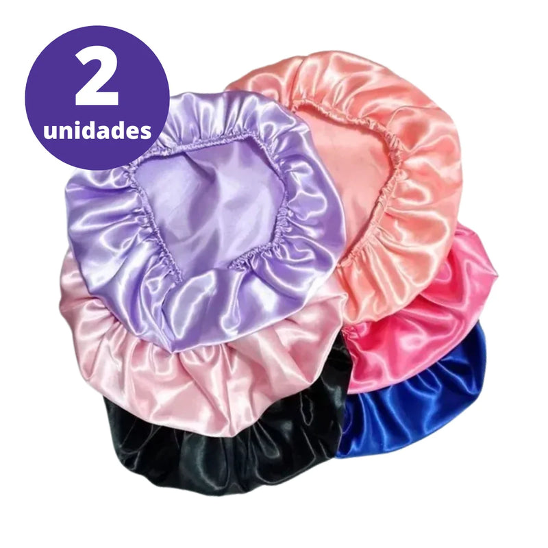 Kit com 2 Toucas de Cetim para Dormir e Banho – Controle de Frizz