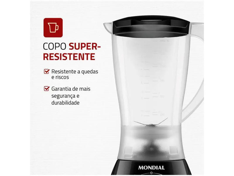 L-550-W Liquidificador Mondial Easy Power Preto 2 Velocidades 550W - 220V