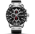 Relógio Masculino Quartz Esportivo com Três Olhos, Cronômetro, Pulseira de Couro