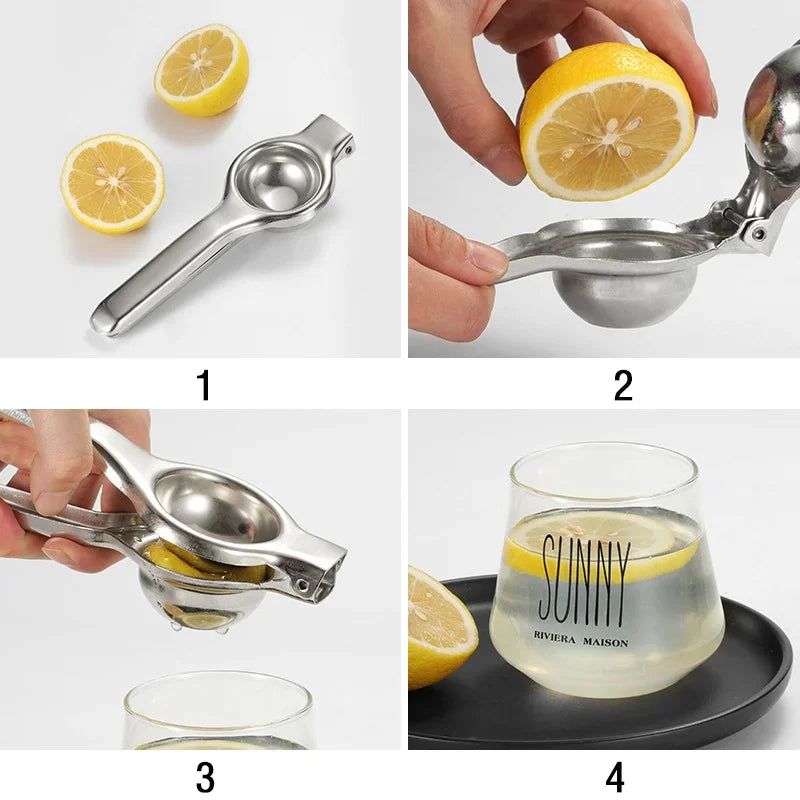 Espremedor Manual de Limão em Aço Inoxidável – Processador, Espremedor de Limão e Laranja para Uso Doméstico – Acessório de Cozinha para Prensar Frutas