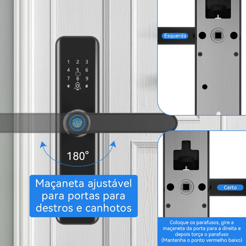 Fechadura Digital Intelar X5 Tuya Wi-Fi – Impressão Digital, Senha e Controle Inteligente  Especificações: