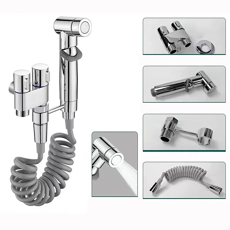 Kit de Chuveiro Higiênico com Duplo Registro e Saída de Água Independente – Preto
