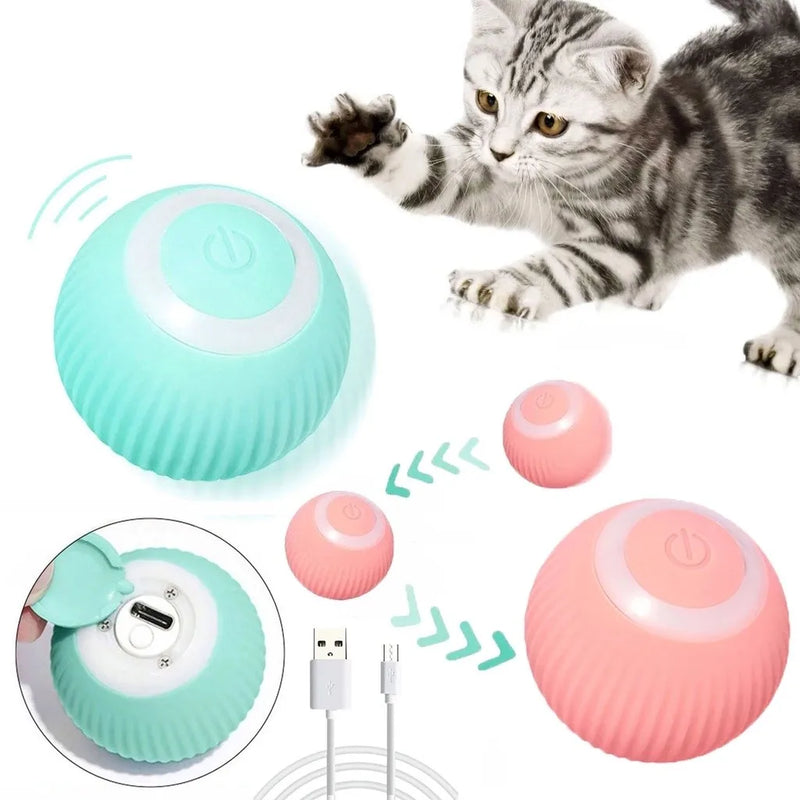Bola Automática para Gatos, Brinquedo Elétrico Rotativo, Recarregável via USB, Brinquedos Interativos, Acessórios Interessantes para Gatinhos e Cachorros.