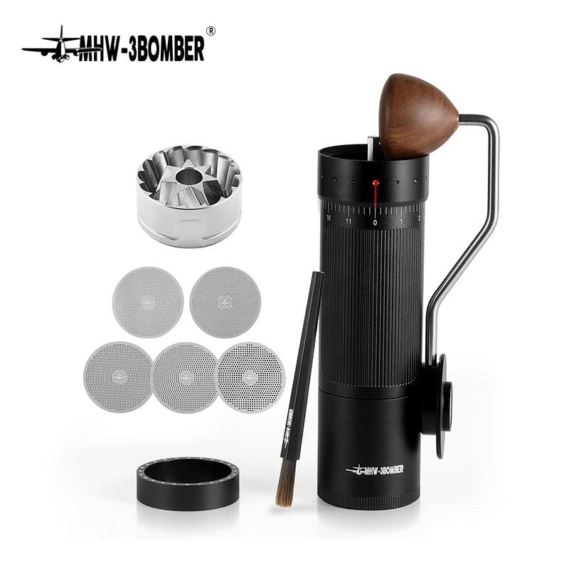 Moedor Manual de Café MHW-3BOMBER para Espresso e Pour Over, Moedor Cônico de Aço Inoxidável com Ajuste de Moagem, Ferramentas para Barista