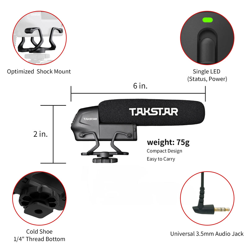 Microfone Shotgun Takstar SGC-600 para Câmera