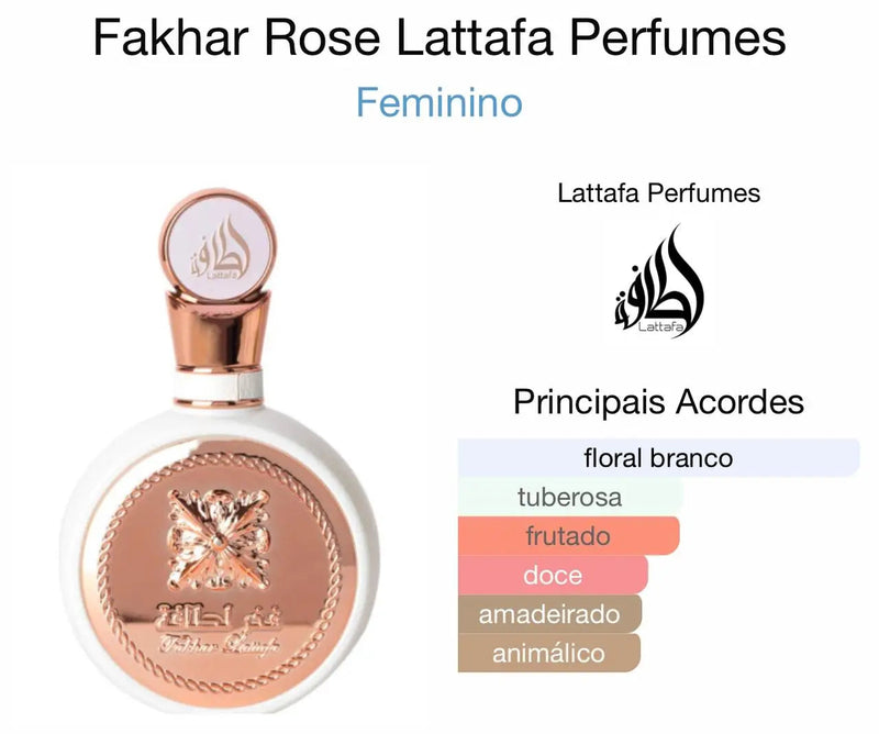 Perfume Feminino Arabe Lattafa Fakhar Rose EDP 100ml – Envio Imediato